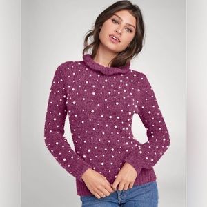 Venus Pearl Embellish Purple Long Sleeve Sweater Women’s Top